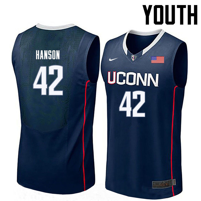 Youth Uconn Huskies #42 Tony Hanson College Basketball Jerseys-Navy